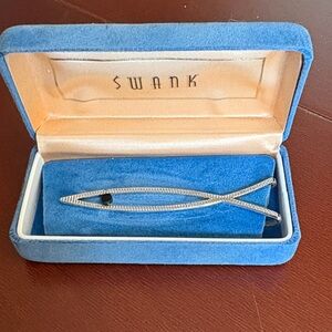 Vintage SWANK Fish (Jesus) Silver Tie Clip with a Black Eye in Blue Box